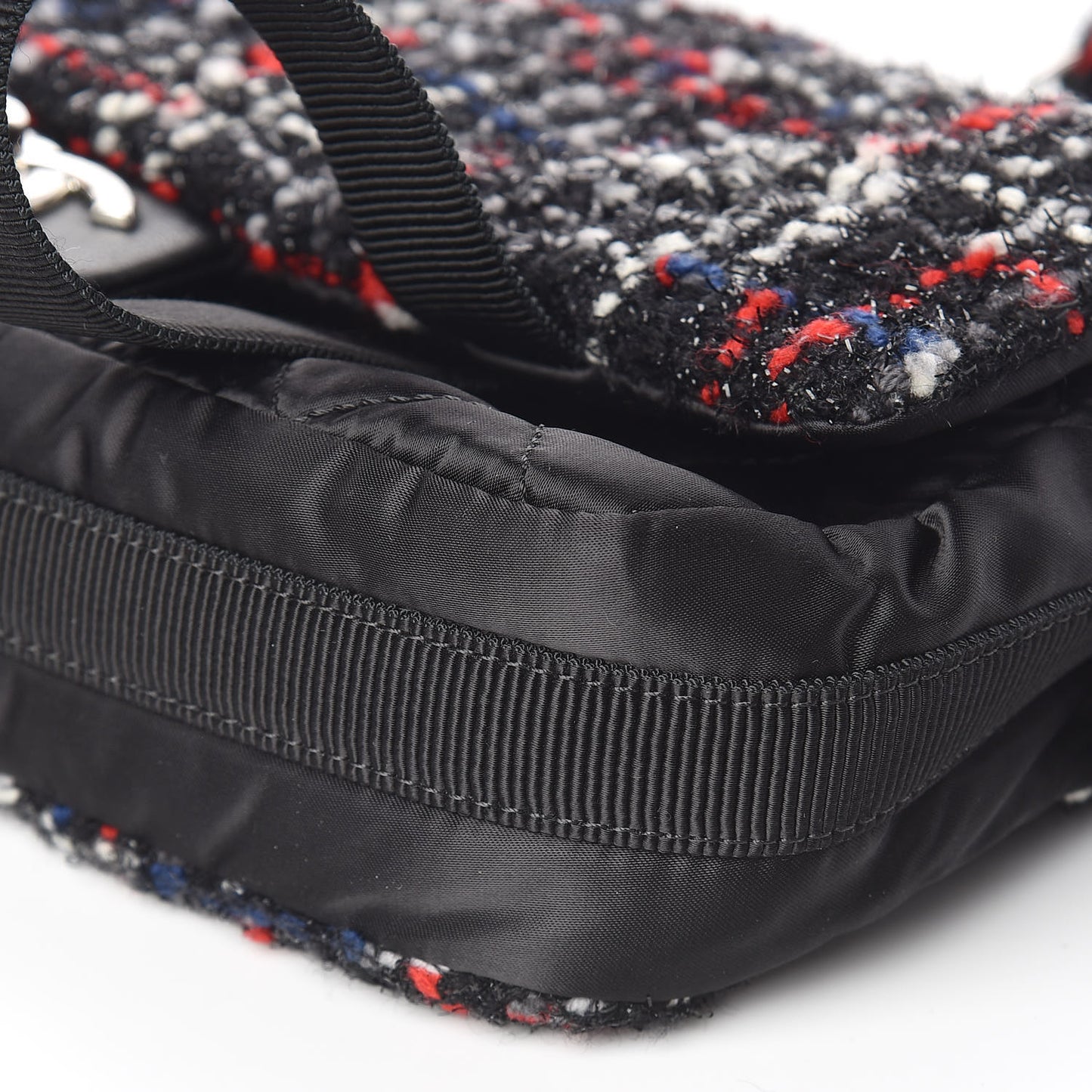 Tweed Nylon Quilted Small Astronaut Essentials Flap Black Red