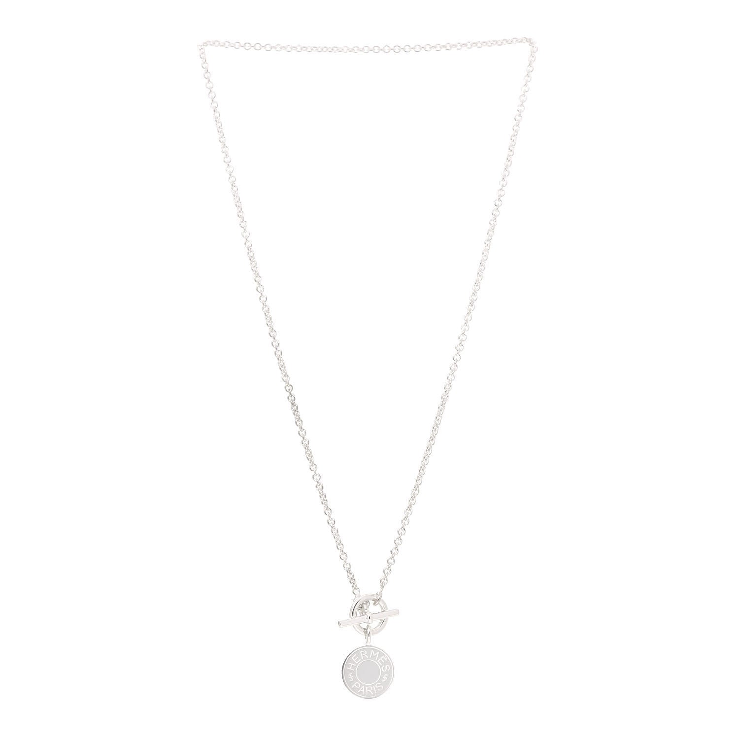 Hermes Sterling Silver Mini Clou de Selle Charm Pendant Necklace 3 of 5