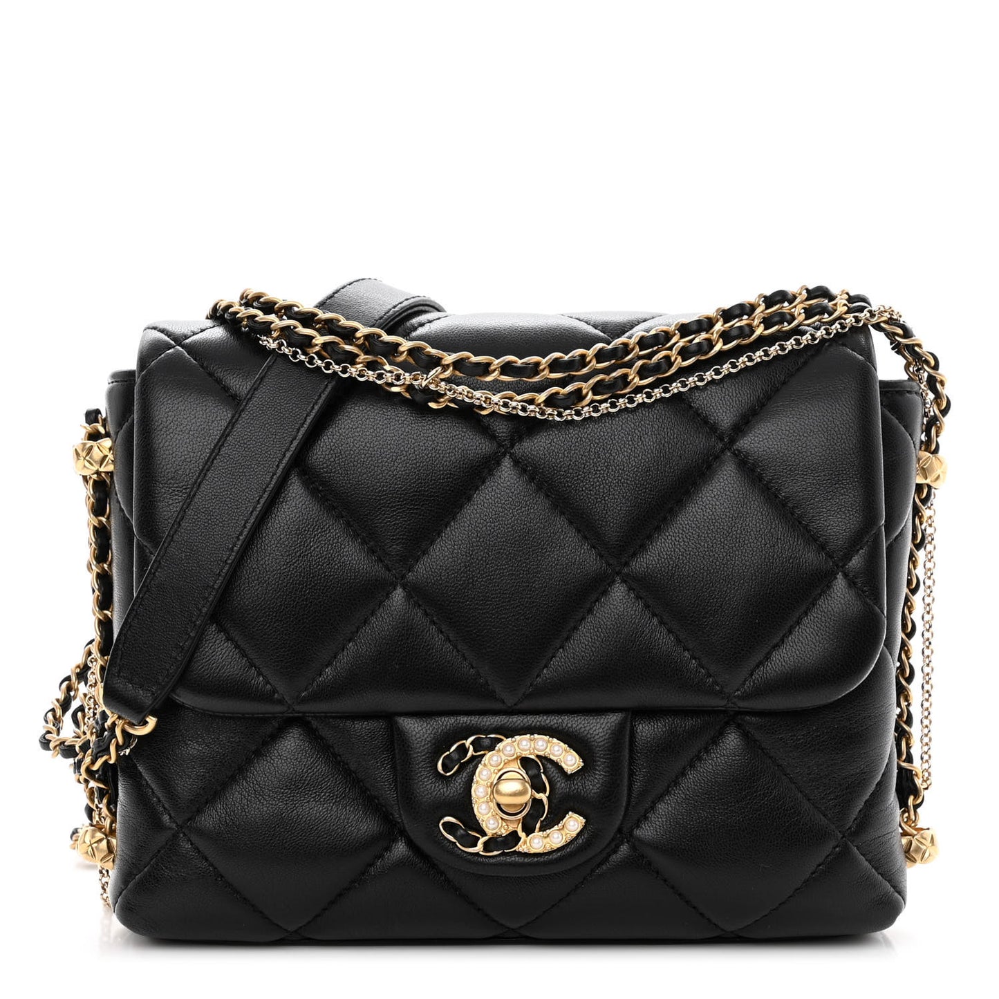 Lambskin Quilted Mini Crush On Chains Flap Bag Black