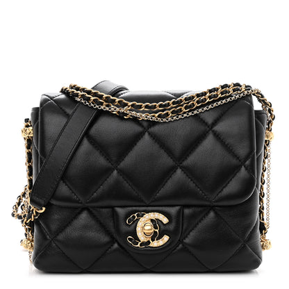 Chanel Lambskin Quilted Mini Crush On Chains Flap Bag Black 1 of 10