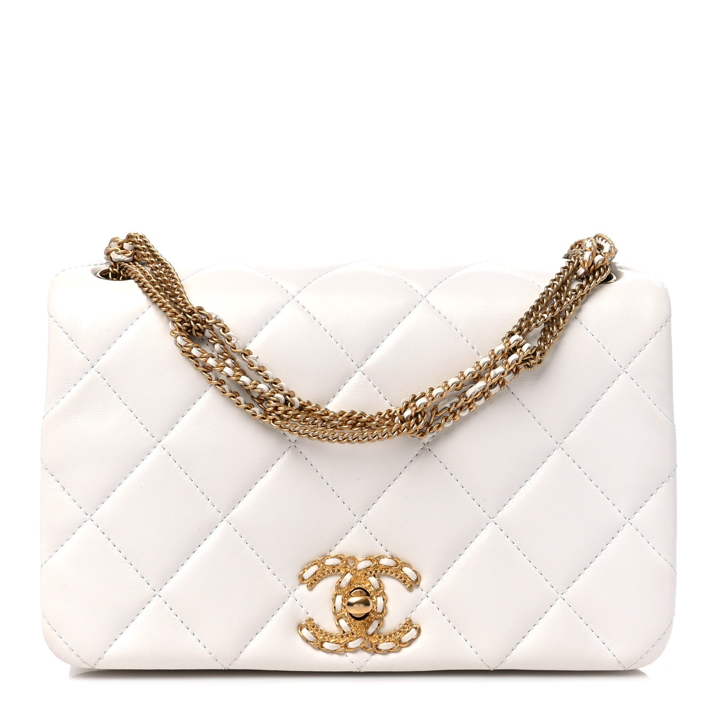 Lambskin Quilted Small Flap Bag White