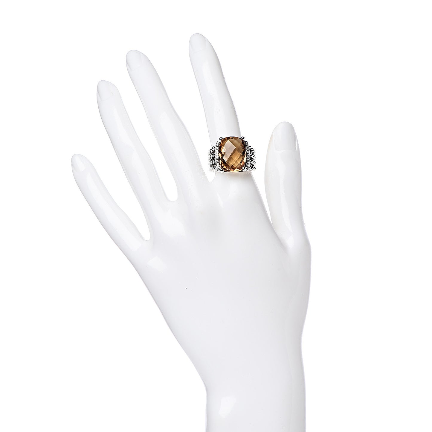 Sterling Silver Diamond Citrine 16mm Wheaton Ring 54 6.75