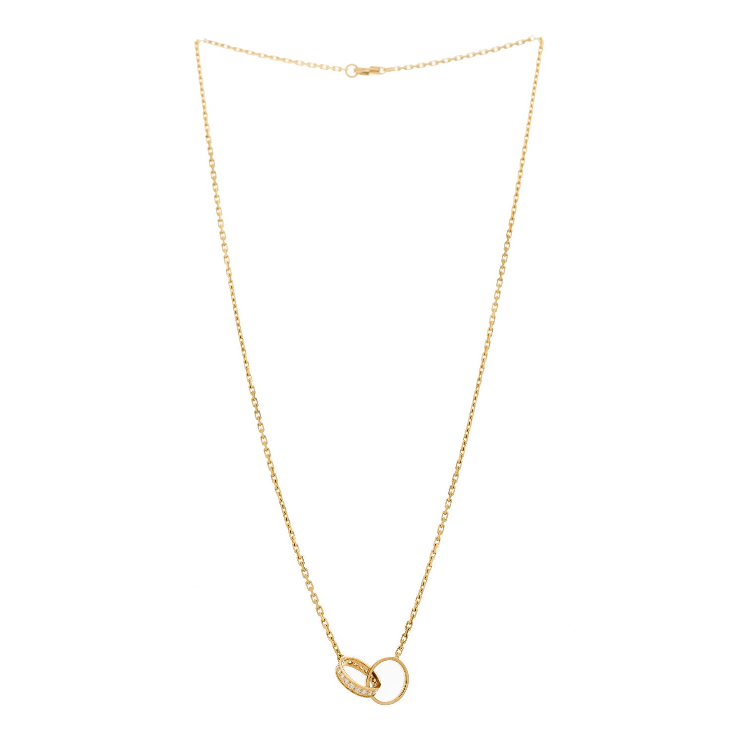 Cartier 18K Yellow Gold Diamond Interlocking LOVE Necklace 3 of 7