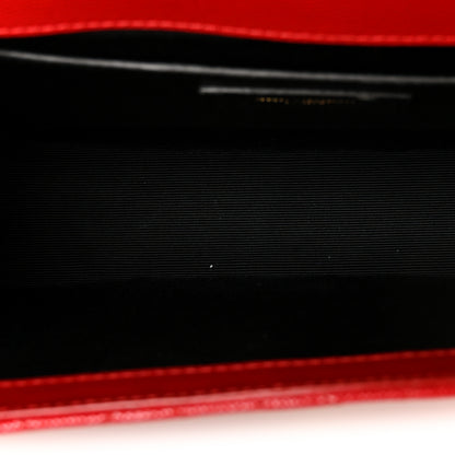 Saint Laurent Grain De Poudre Textured Mixed Matelasse Triquilt Medium Monogram Satchel New Red 5 of 11