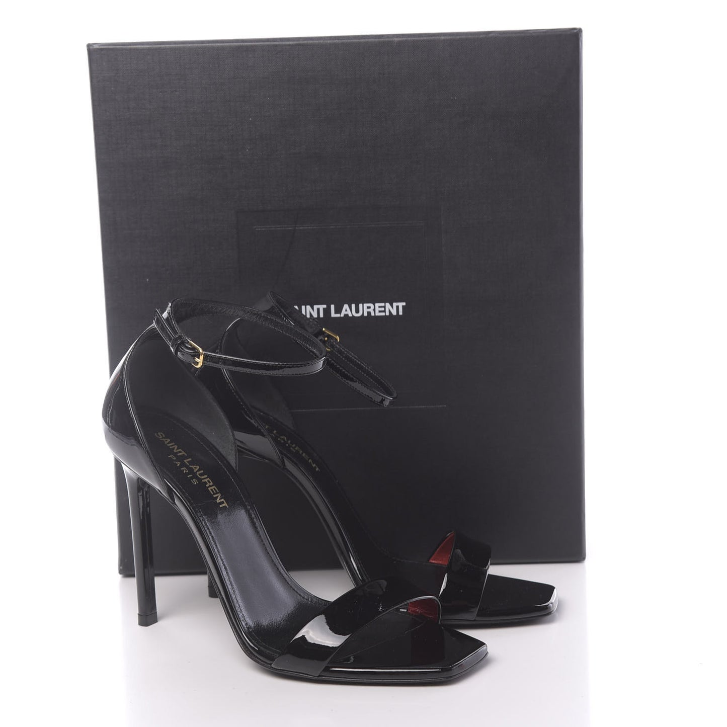 Patent Calfskin Amber 105 Ankle Strap Sandals 37 Black