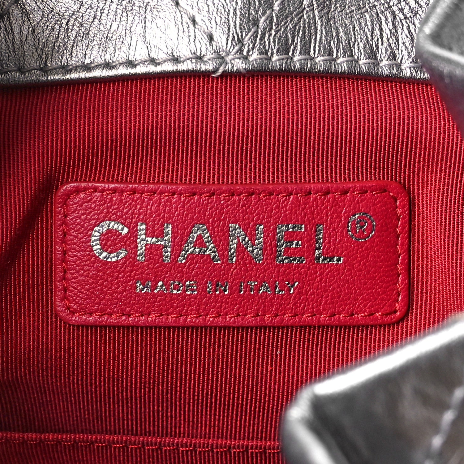 Chanel Metallic Aged Calfskin Quilted Small Gabrielle Backpack Silver Navy Red 6 of 9