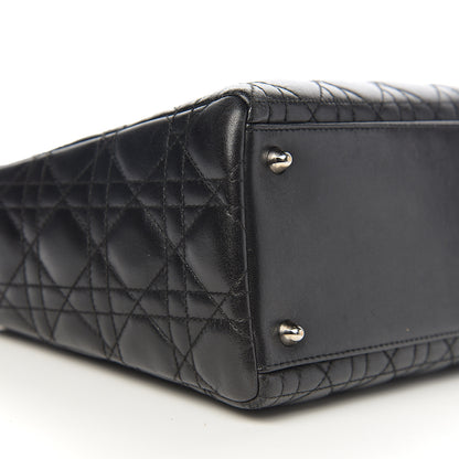 Christian Dior Lambskin Cannage Medium Lady Dior Black 9 of 10