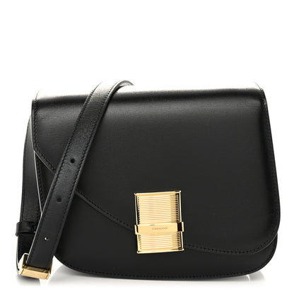 Salvatore Ferragamo Dappled Calfskin XS Fiamma Crossbody Bag Black 1 of 10
