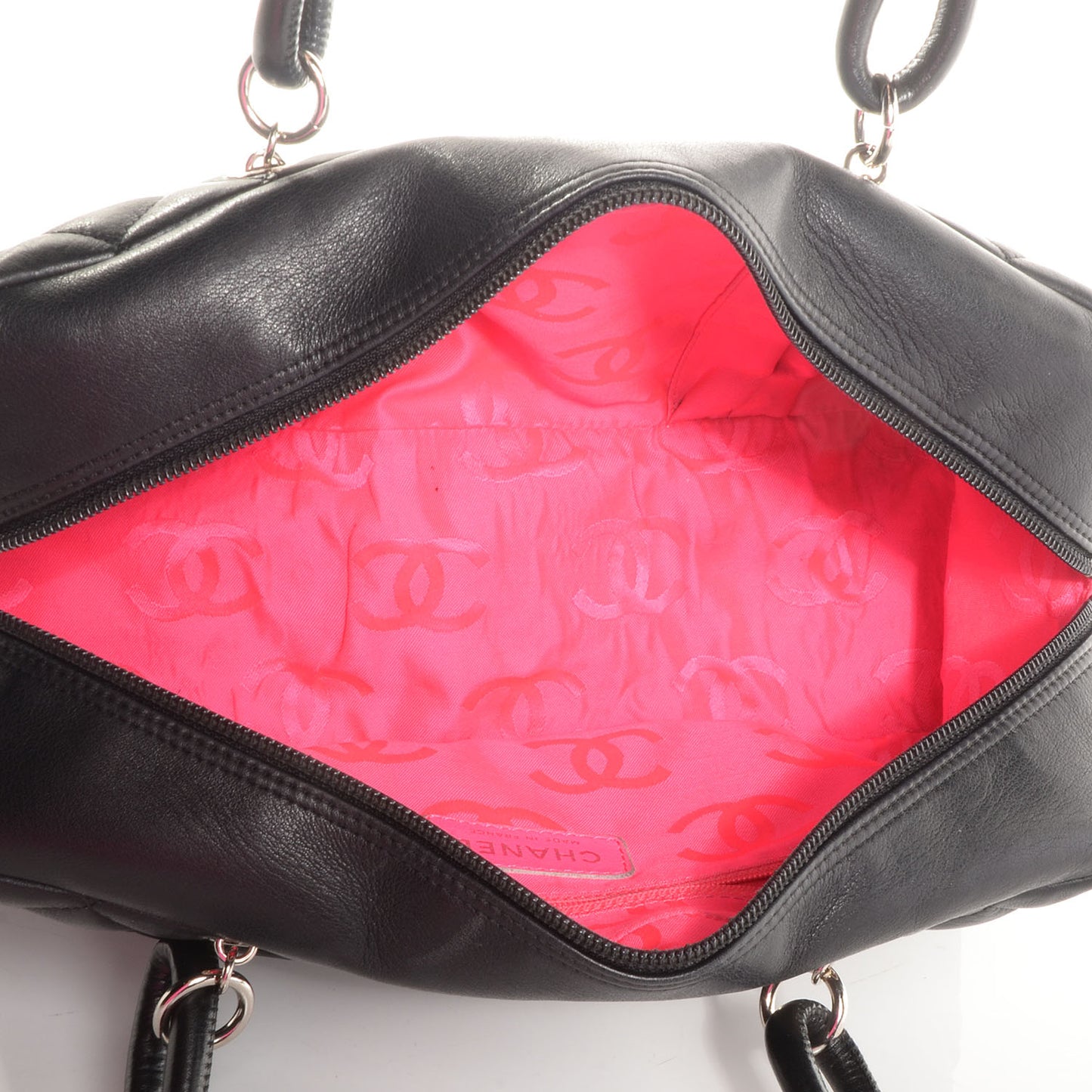 Calfskin Quilted Large Cambon Bowler Black