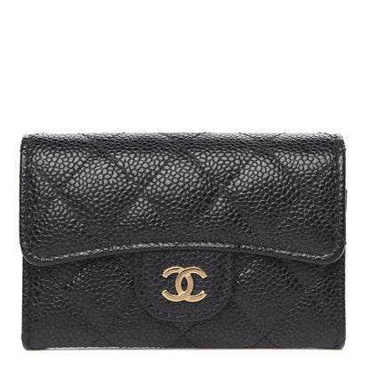 Chanel Caviar Quilted Flap Card Holder Wallet Black 1 of 9