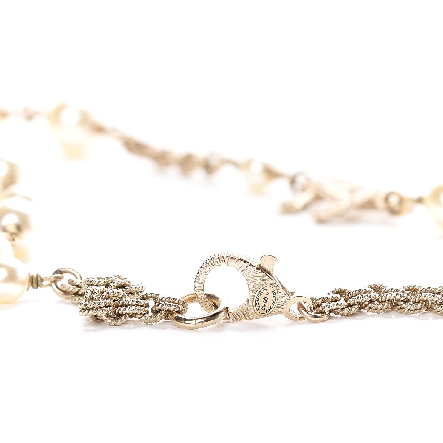 Chanel Crystal Pearl CC Long Necklace Gold 3 of 4