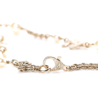 Chanel Crystal Pearl CC Long Necklace Gold 3 of 4