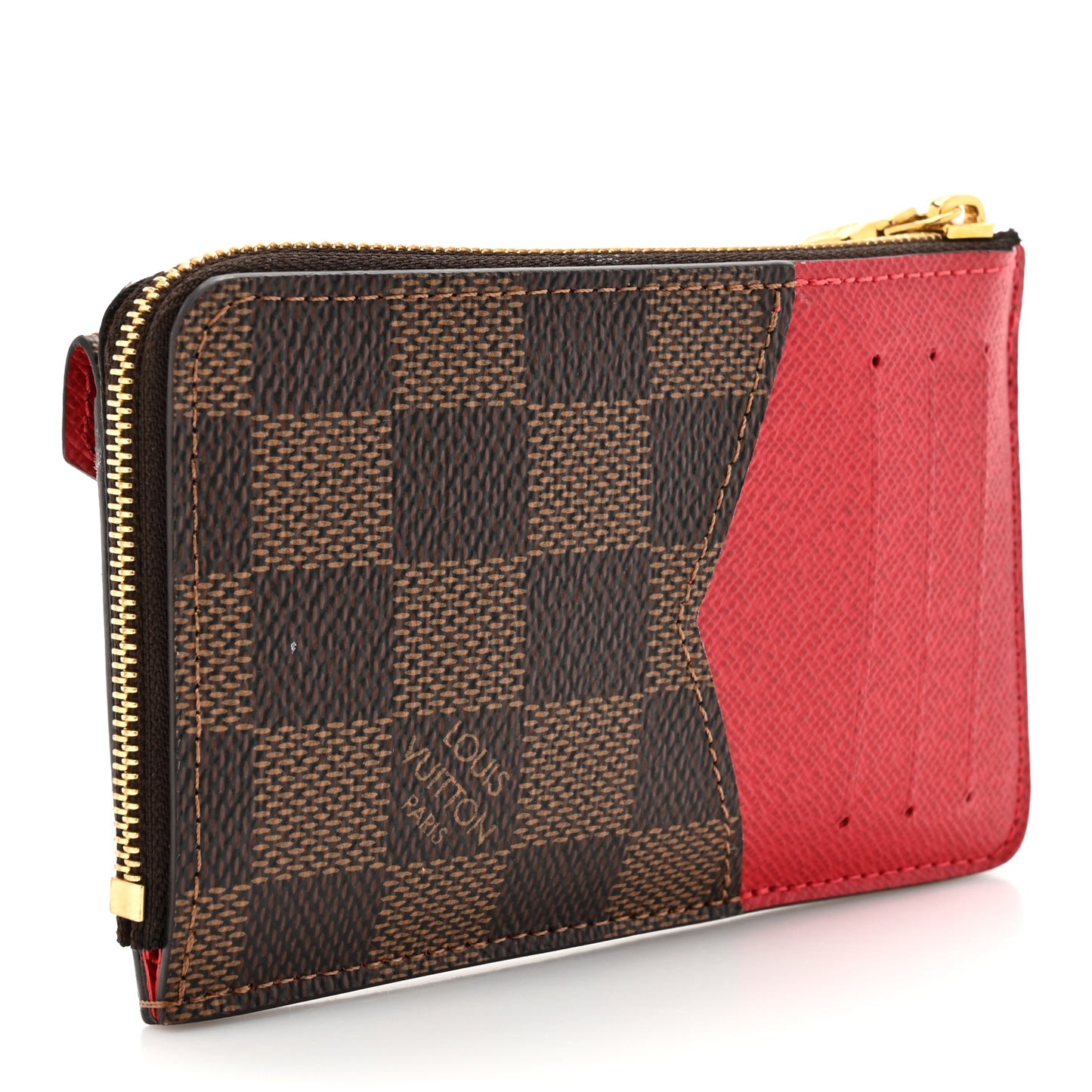 Damier Ebene Recto Verso Card Holder Red