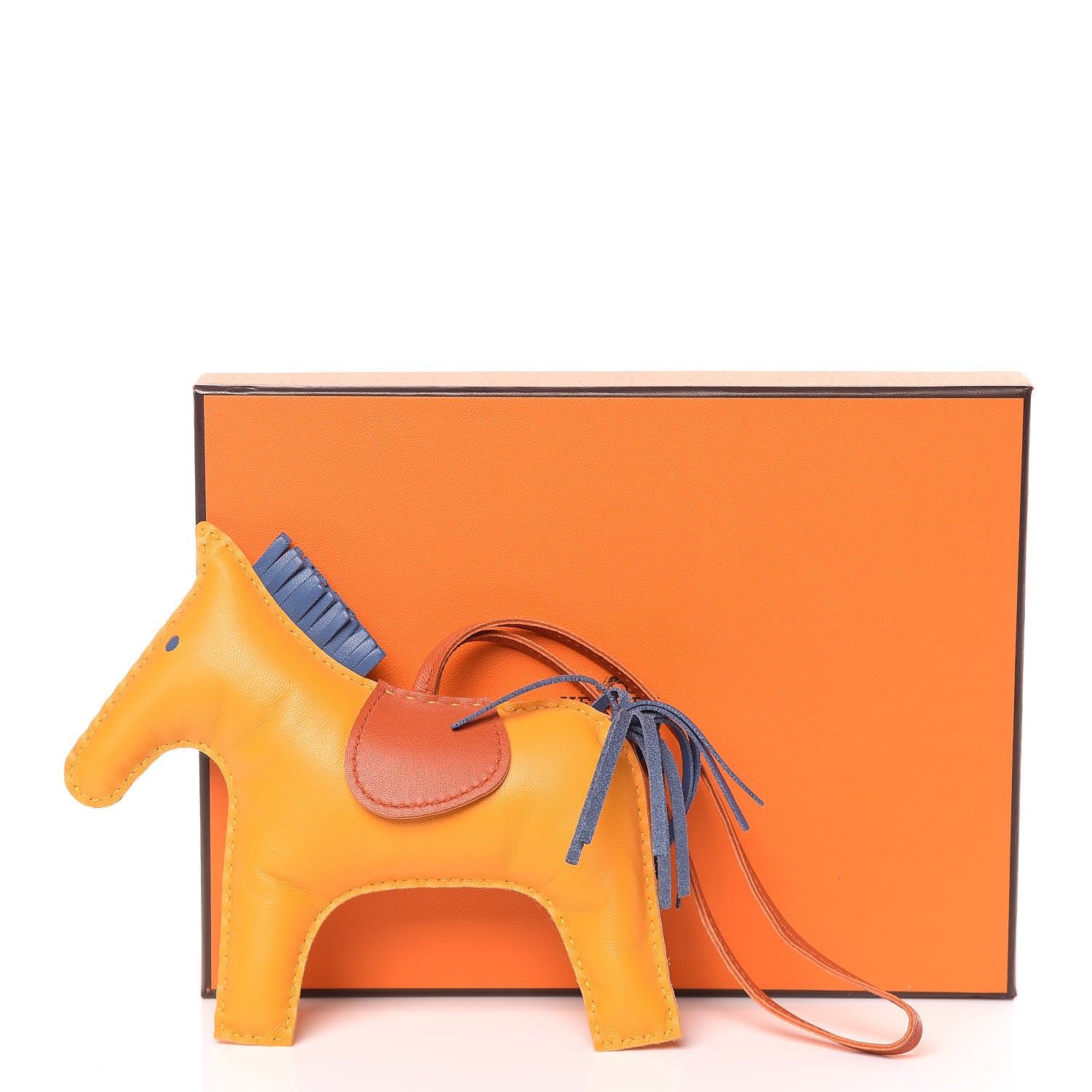Hermes Milo Lambskin Grigri Rodeo Horse Bag Charm GM Jaune D'Or Bleu Agate Cornaline 4 of 4