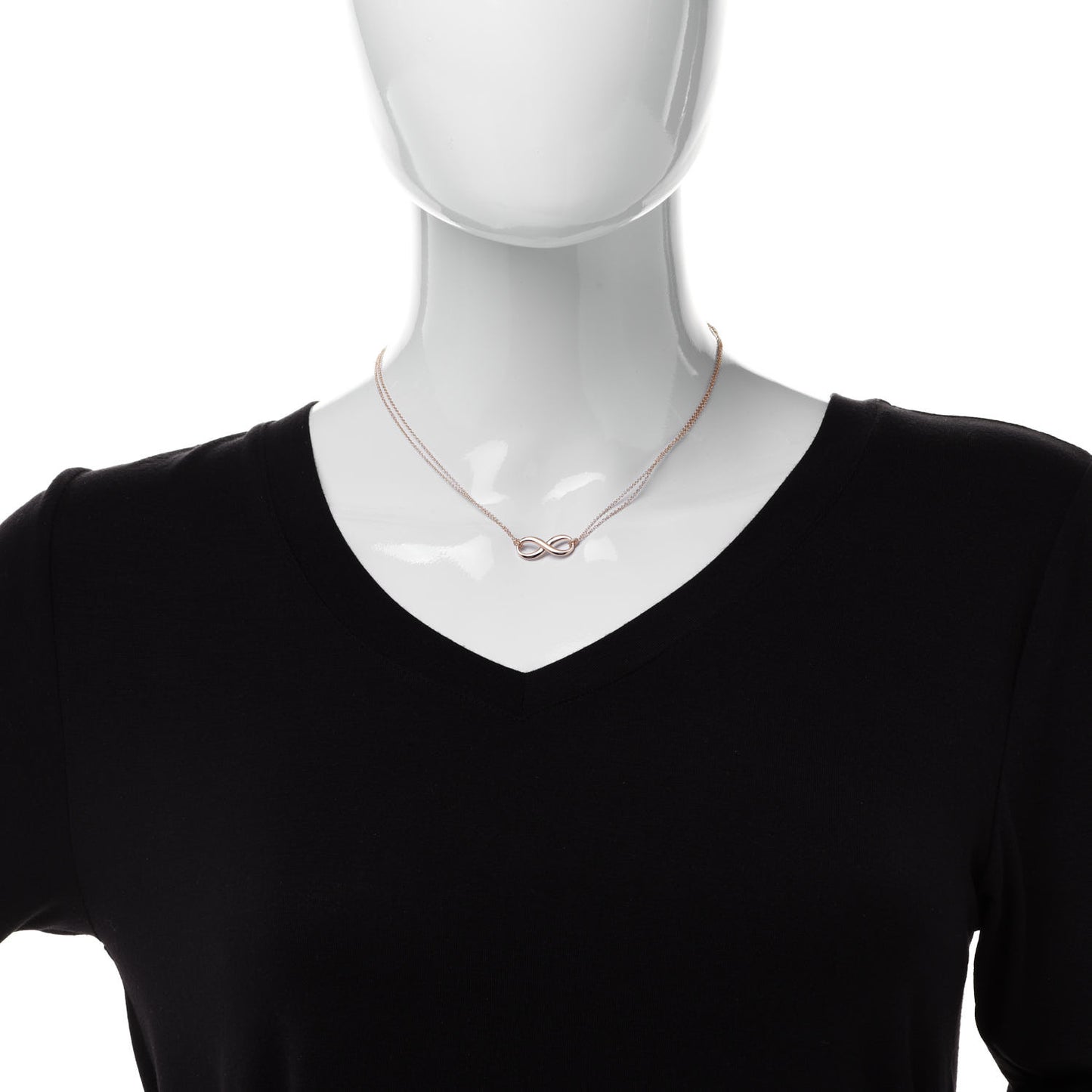 18K Rose Gold Infinity Double Chain Pendant Necklace