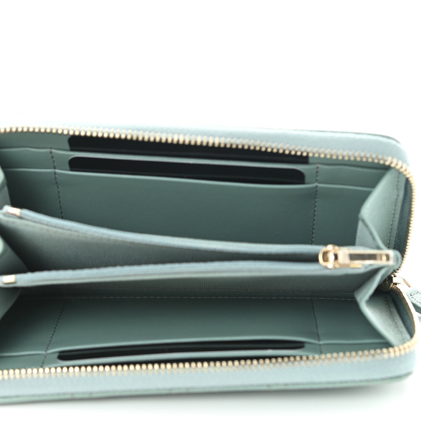 Caviar Quilted Medium Zip Around Wallet Dark Green