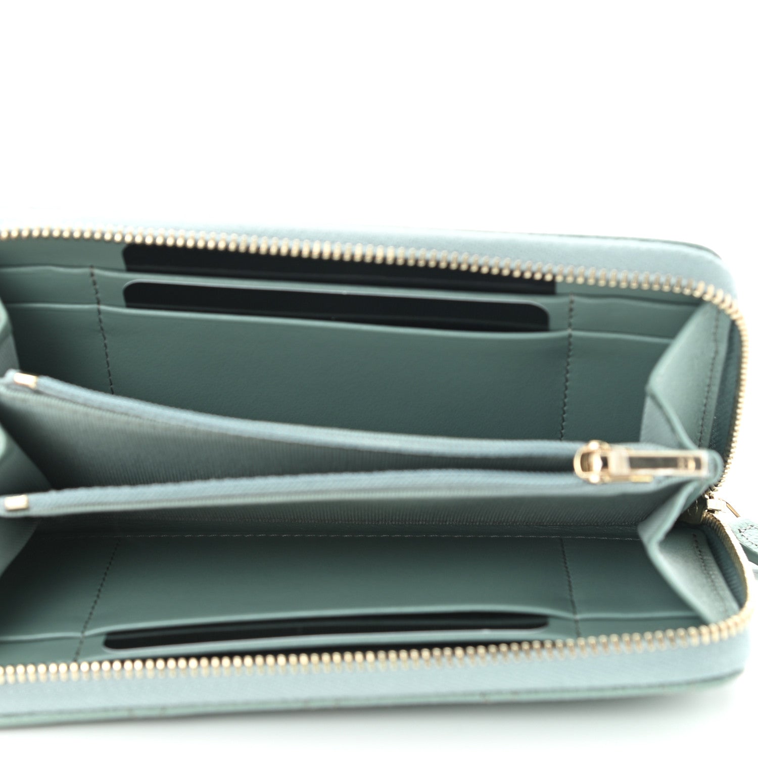 Chanel Caviar Quilted Medium Zip Around Wallet Dark Green 5 of 12