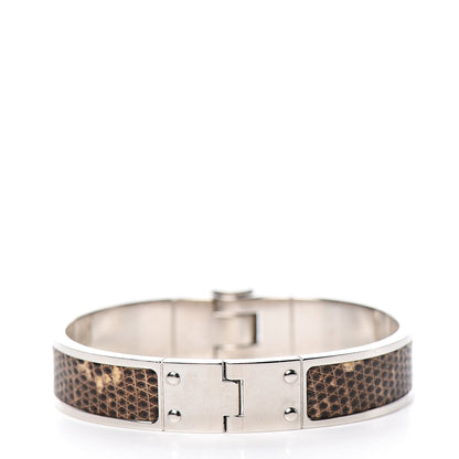 Hermes Lizard Charniere Cuir Narrow Hinged Bracelet S Ombre 3 of 6