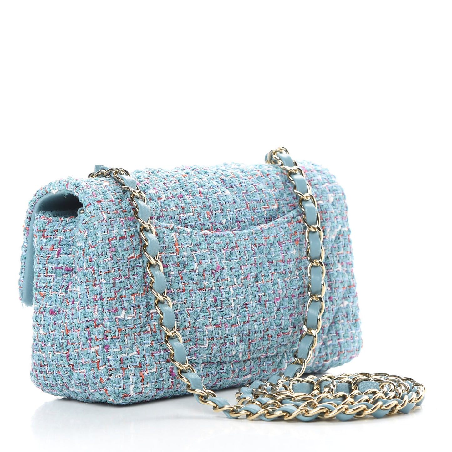 Tweed Quilted Mini Rectangular Flap Turquoise Purple White Red