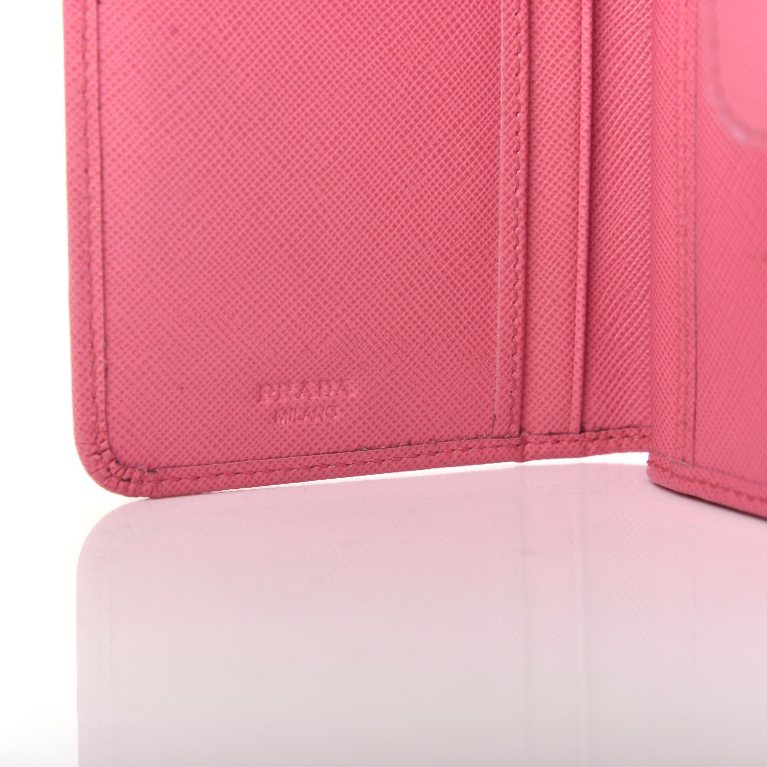 Prada Saffiano Metal Compact Wallet Geranio 7 of 8