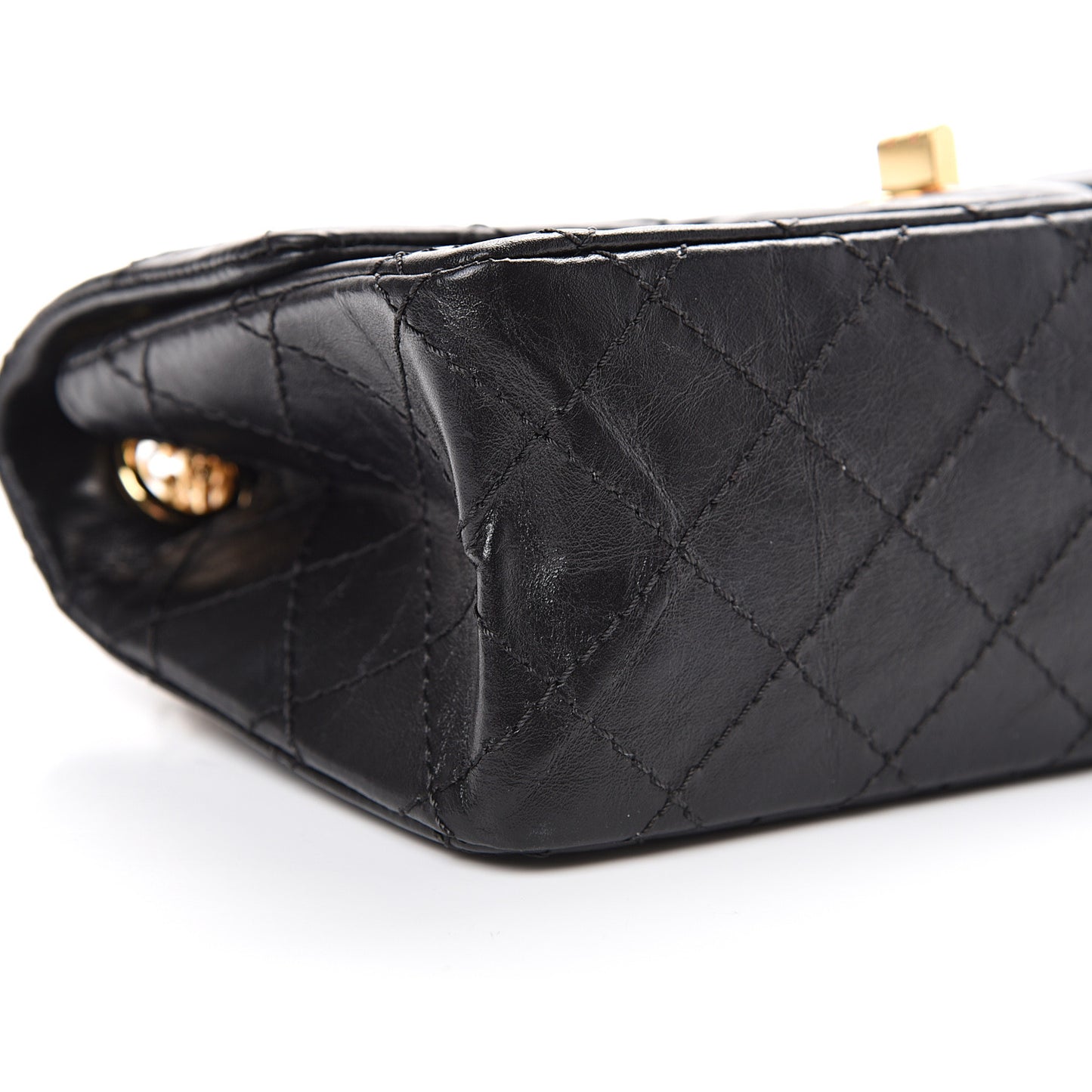 Aged Calfskin Quilted 2.55 Reissue Mini Flap Black