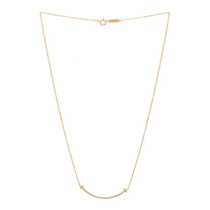 Tiffany 18K Yellow Gold Diamond Small T Smile Pendant Necklace 3 of 7