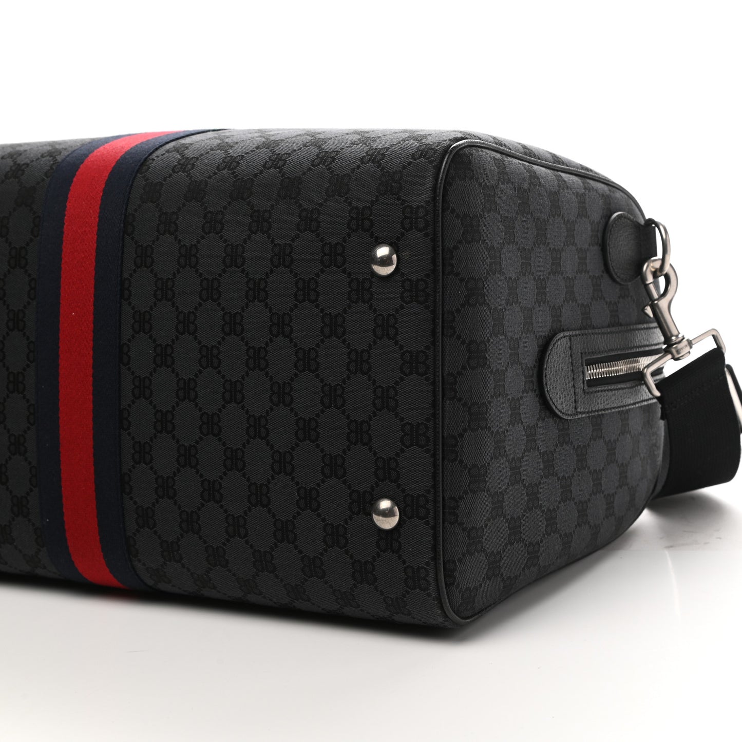 X BALENCIAGA BB Monogram Web Medium Ophidia Carry-On Duffle Bag Black