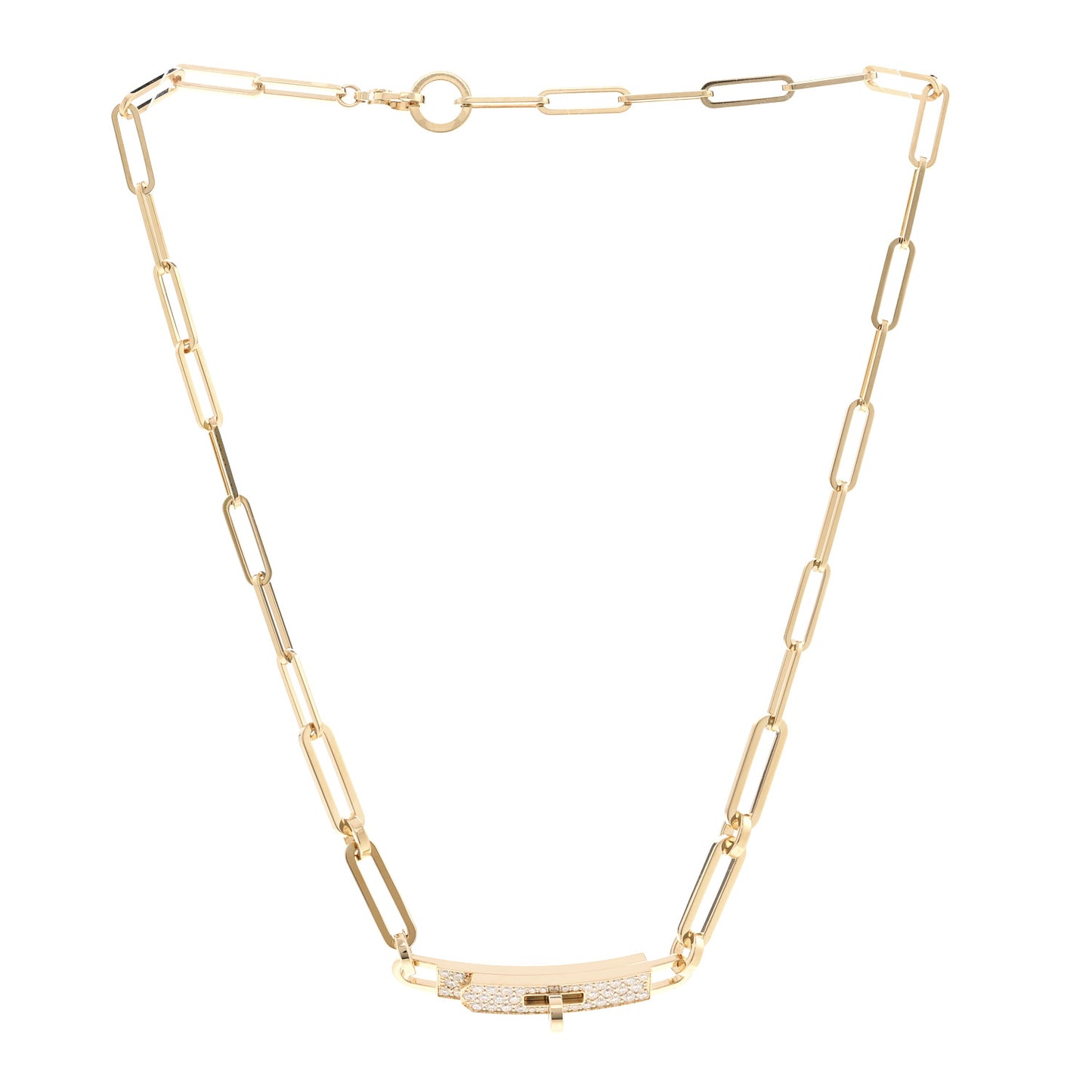 18K Yellow Gold Diamond Pave Kelly Chaine Choker Necklace