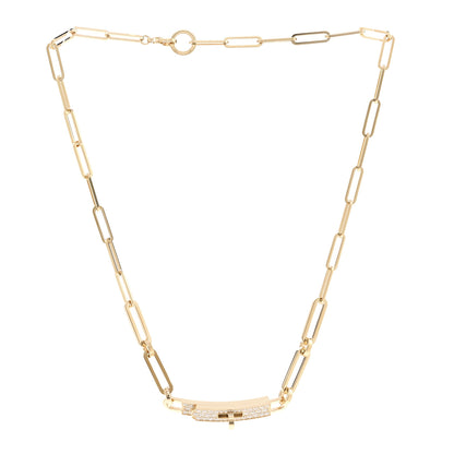Hermes 18K Yellow Gold Diamond Pave Kelly Chaine Choker Necklace 3 of 6