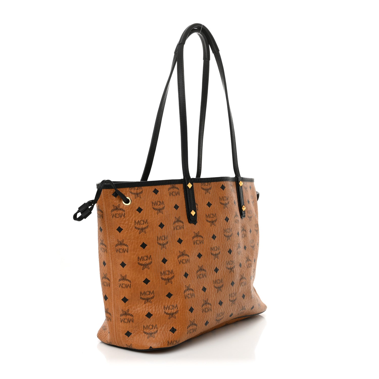 MCM Visetos Medium Project Reversible Shopper Tote Cognac 6 of 27