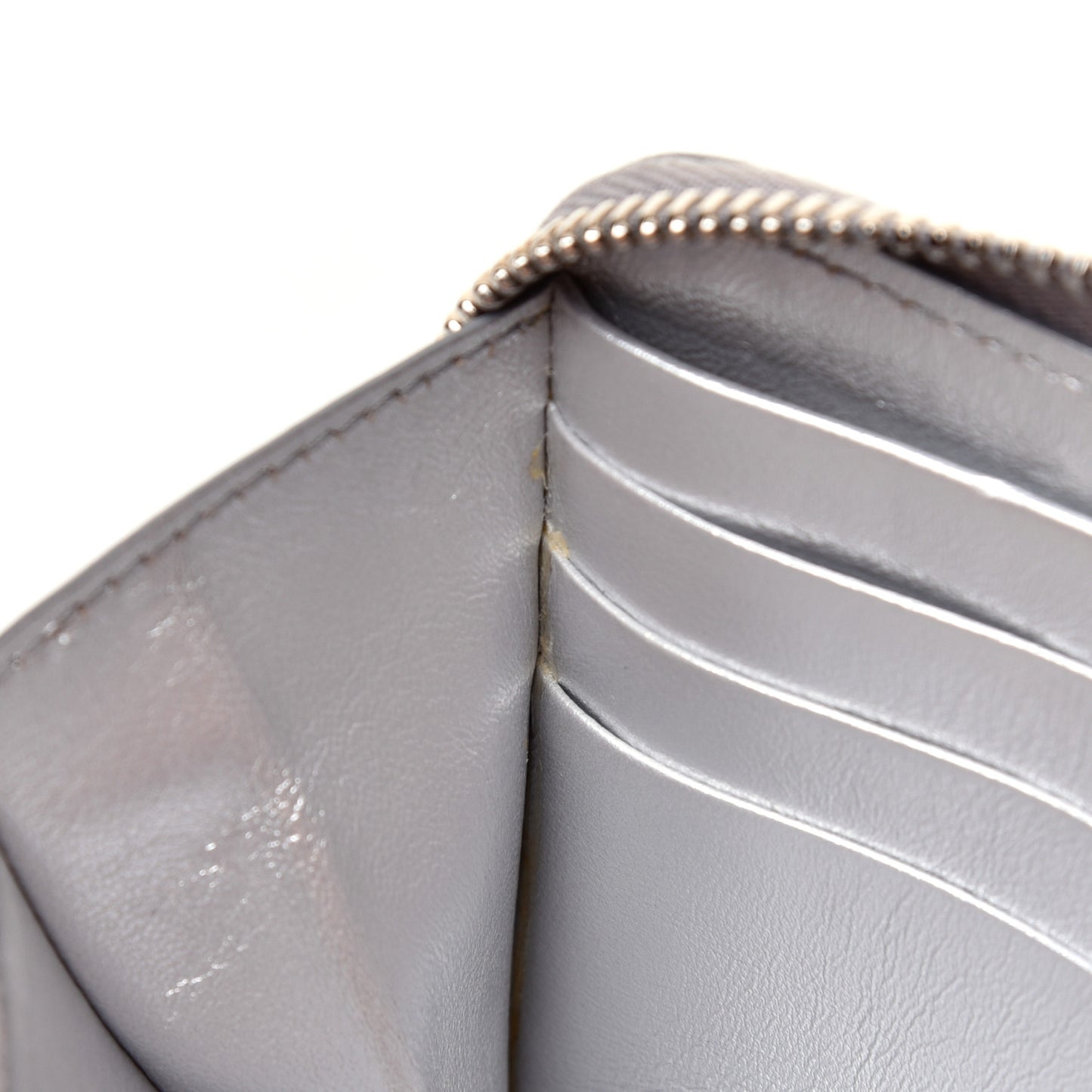 Metallic Sugar Goatskin Pandora Zip Around Wallet Silver