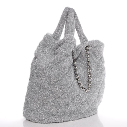 Chanel Knit Metallic Lambskin Large Shopping Tote Silver 3 of 8