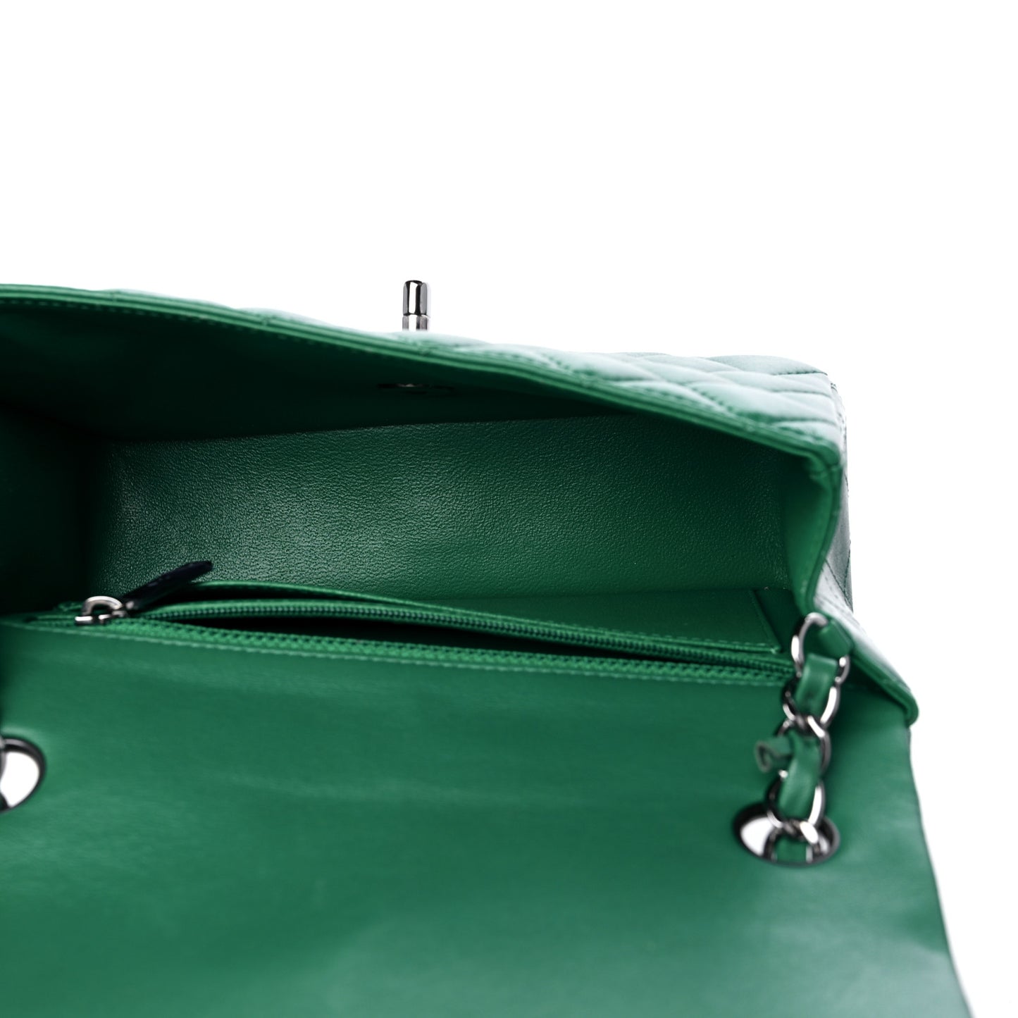 Lambskin Quilted Mini Rectangular Flap Green