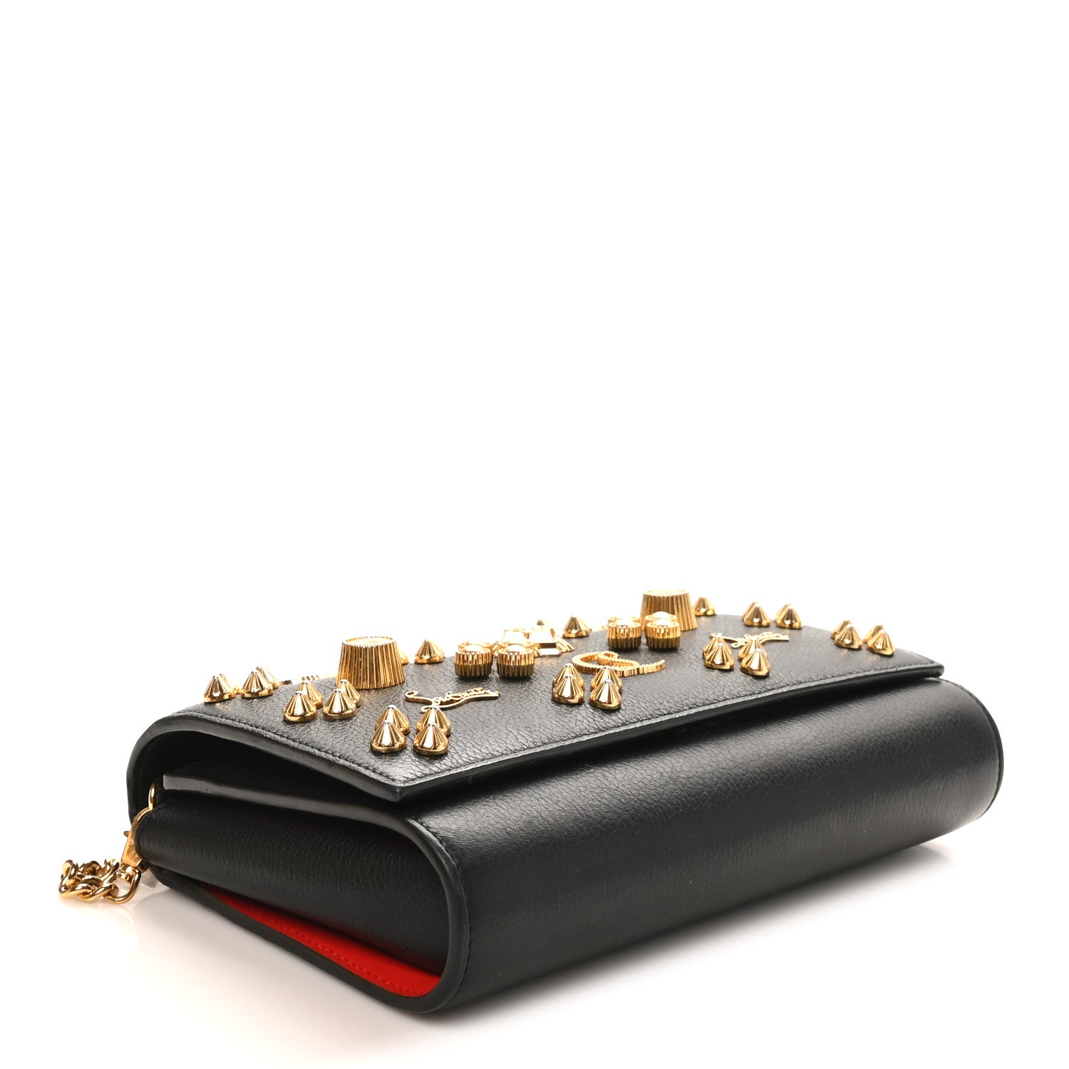 Christian Louboutin Calfskin Spikes Wallet On Chain Black 4 of 9