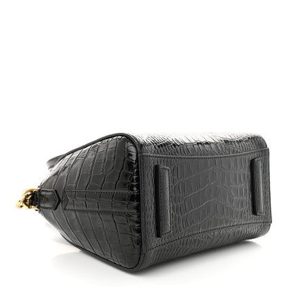 Givenchy Calfskin Crocodile Embossed Mini Antigona Black 4 of 11