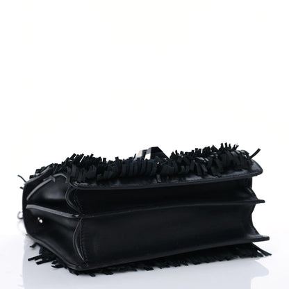 Fendi Smooth Calfskin Monster Eyes Fringe Studded Small Kan I Shoulder Bag Black 4 of 8