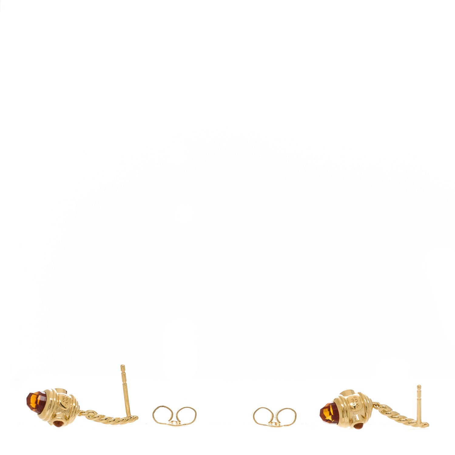 David Yurman 18K Yellow Gold Citrine Renaissance Drop Earrings 3 of 4