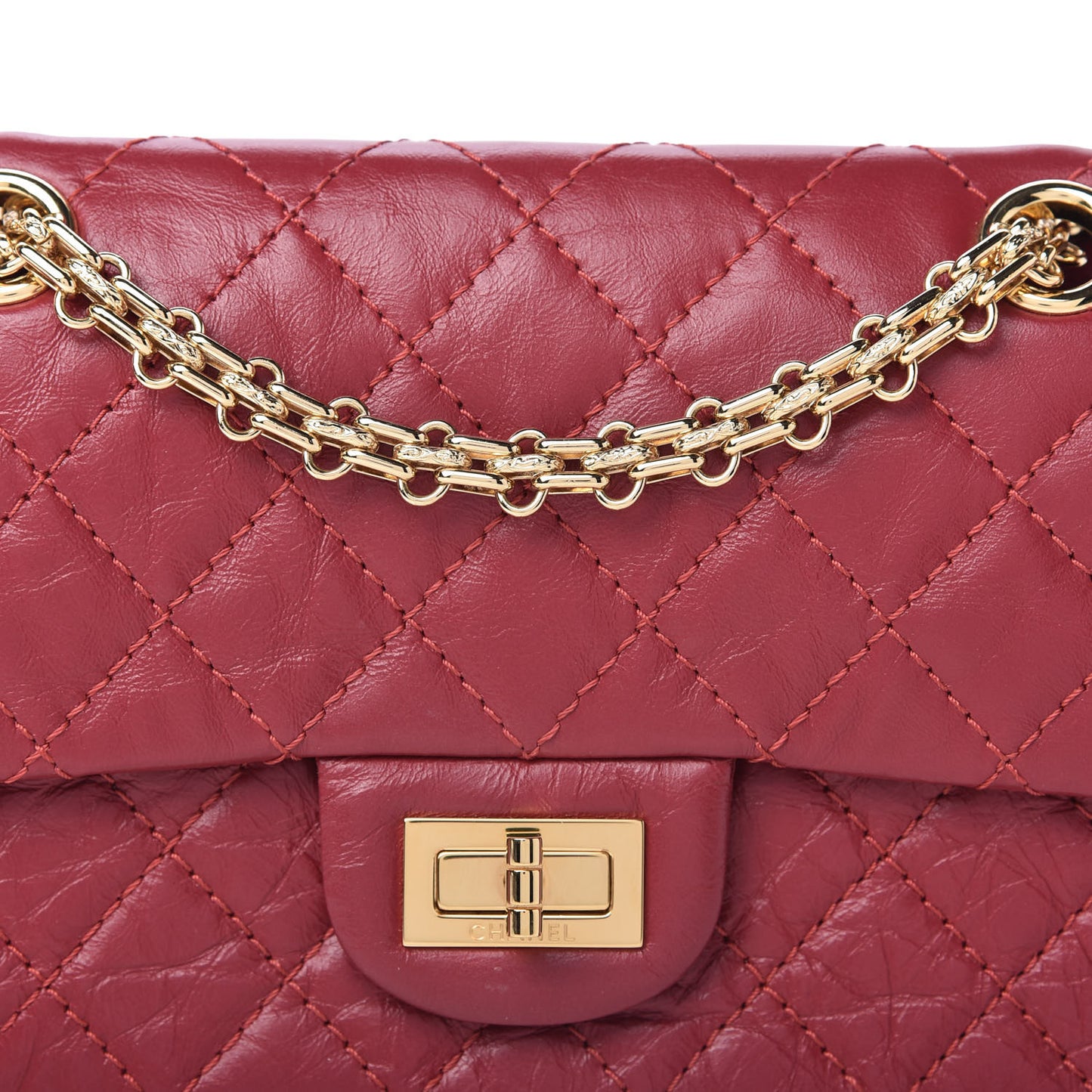 Aged Calfskin Quilted 2.55 Reissue Mini Flap Red