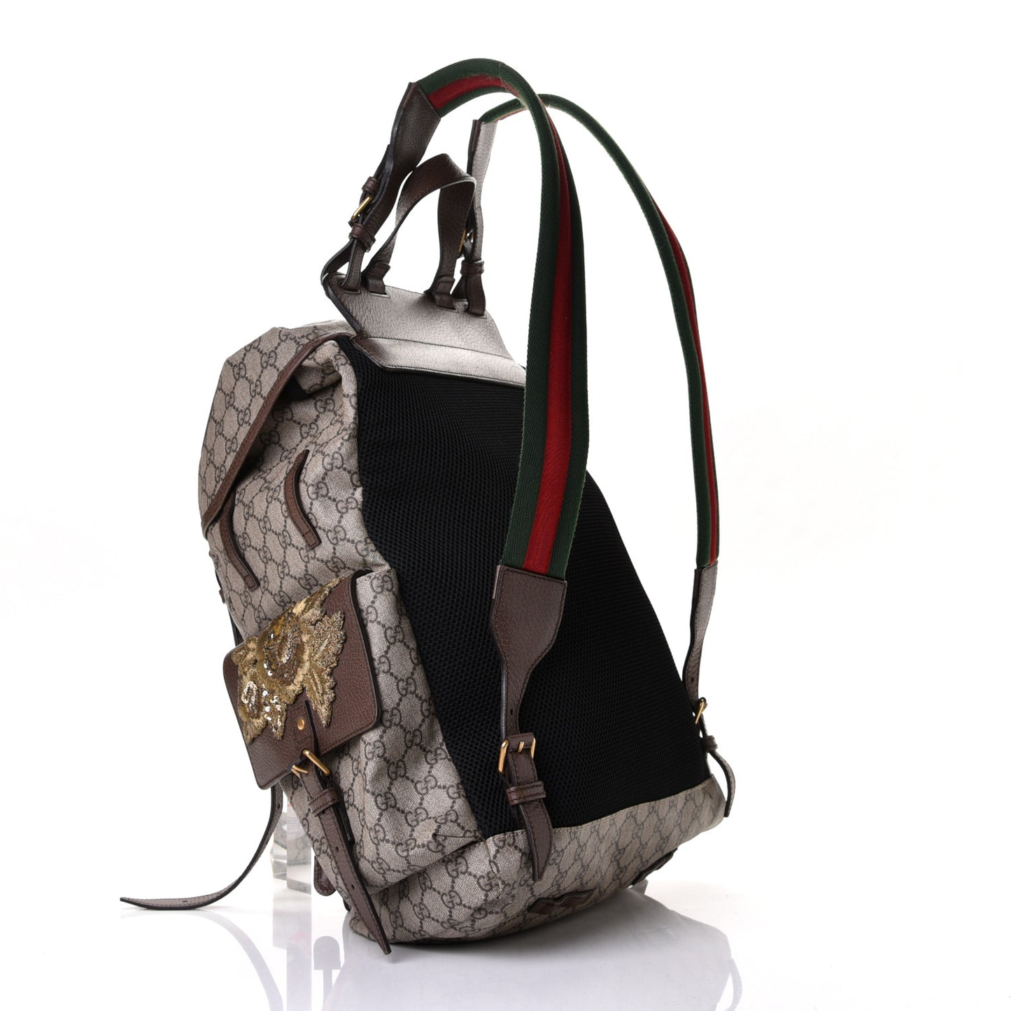 GG Supreme Monogram Embroidered Flap Backpack