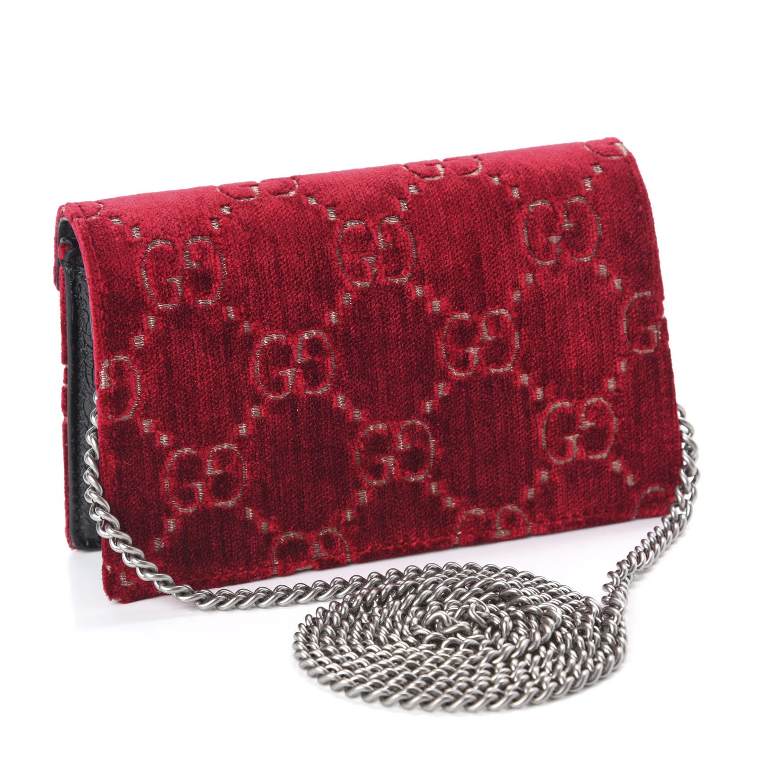 Gucci Velvet GG Monogram Super Mini Dionysus Shoulder Bag Red Cipria Black 3 of 10