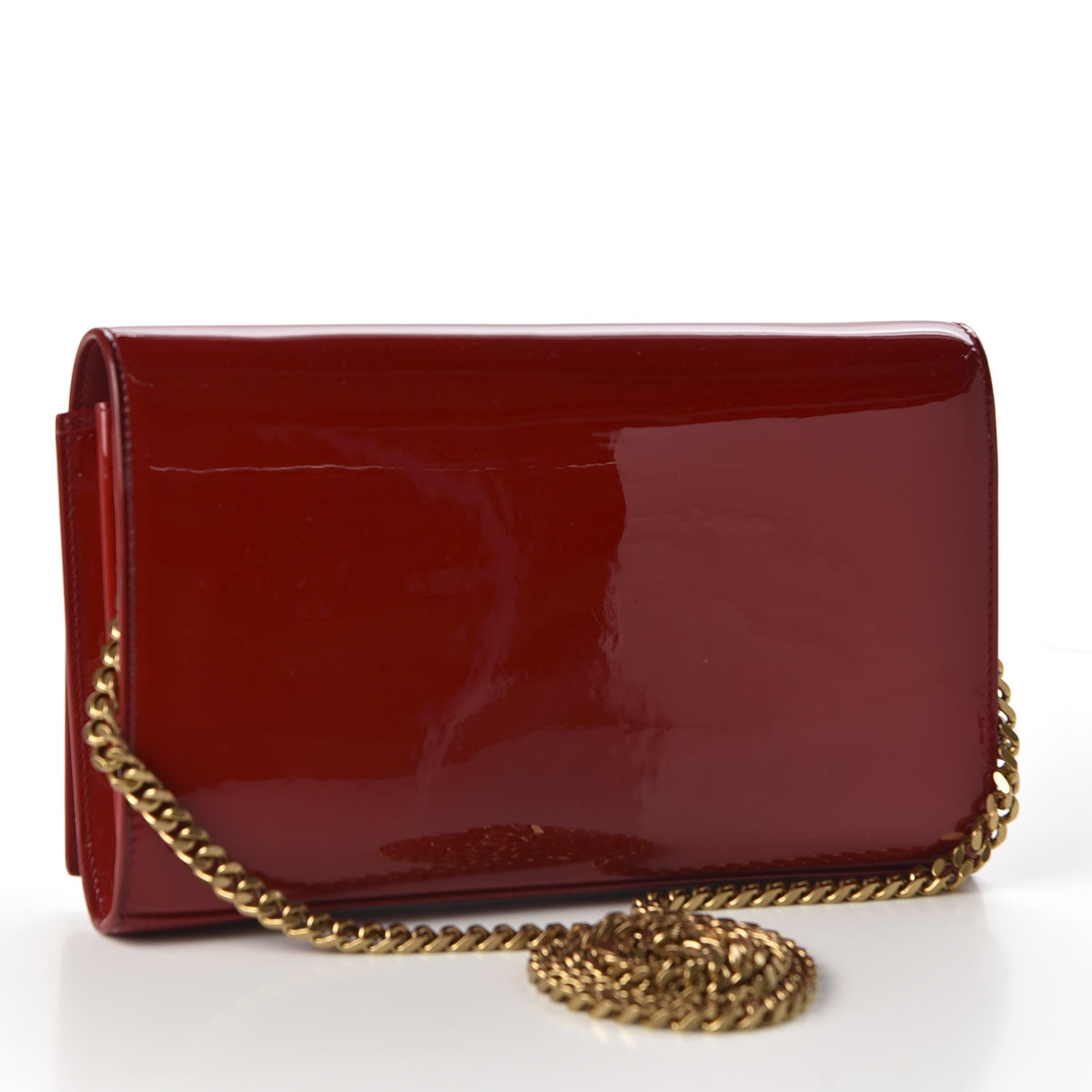 Saint Laurent Patent Calfskin Monogram Kate Wallet On Chain Red 2 of 8