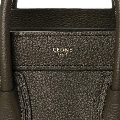 Celine Drummed Calfskin Nano Luggage Army Green 8 of 11