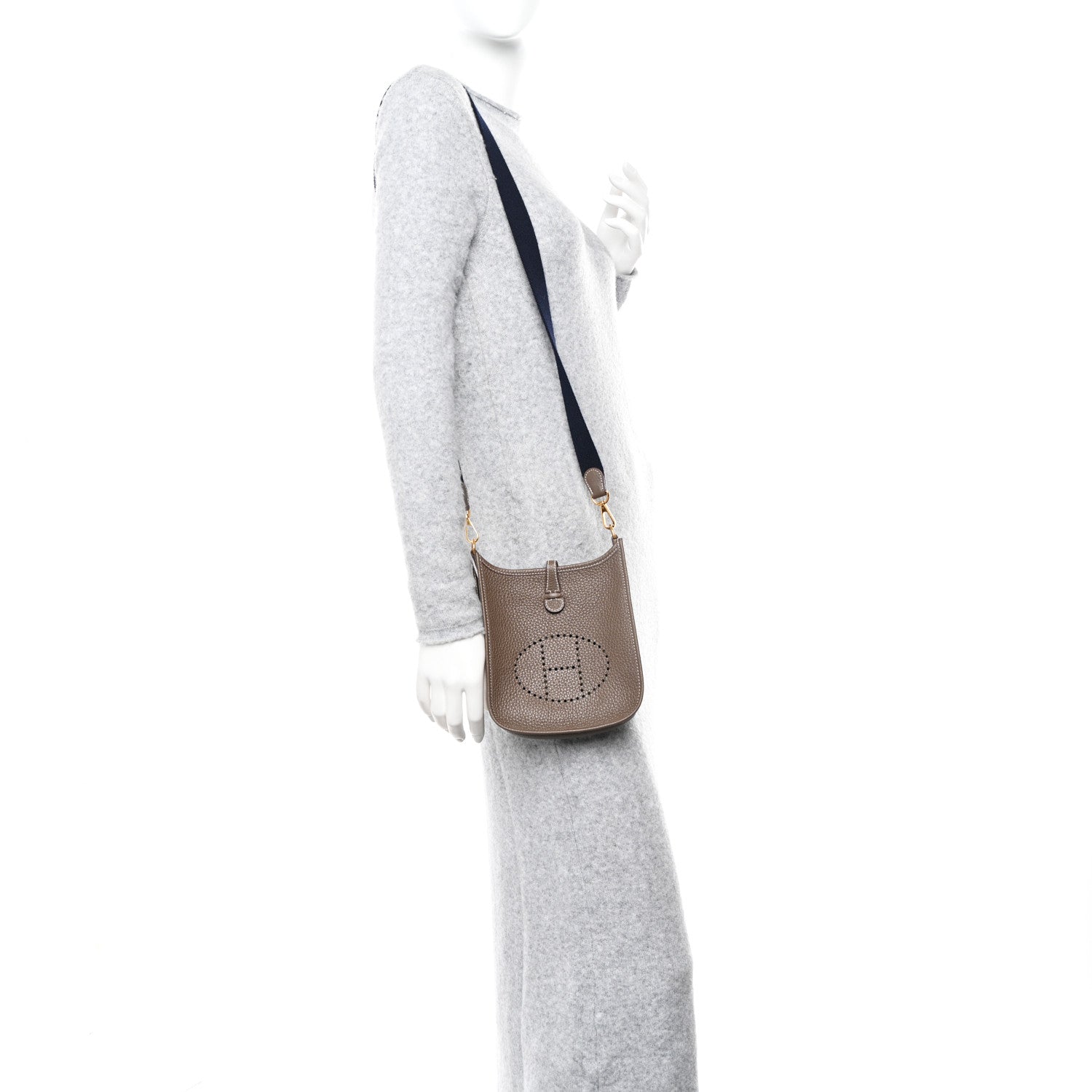 Hermes Taurillon Clemence Amazone Evelyne TPM Etoupe Bleu Indigo 2 of 11