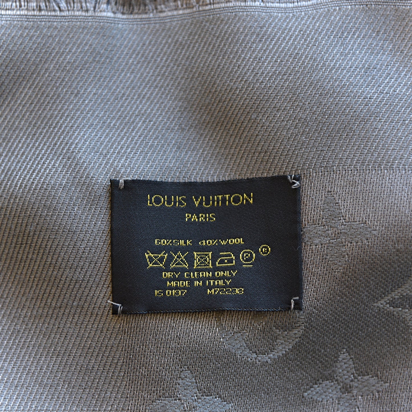 Silk Wool Monogram Shawl Beige