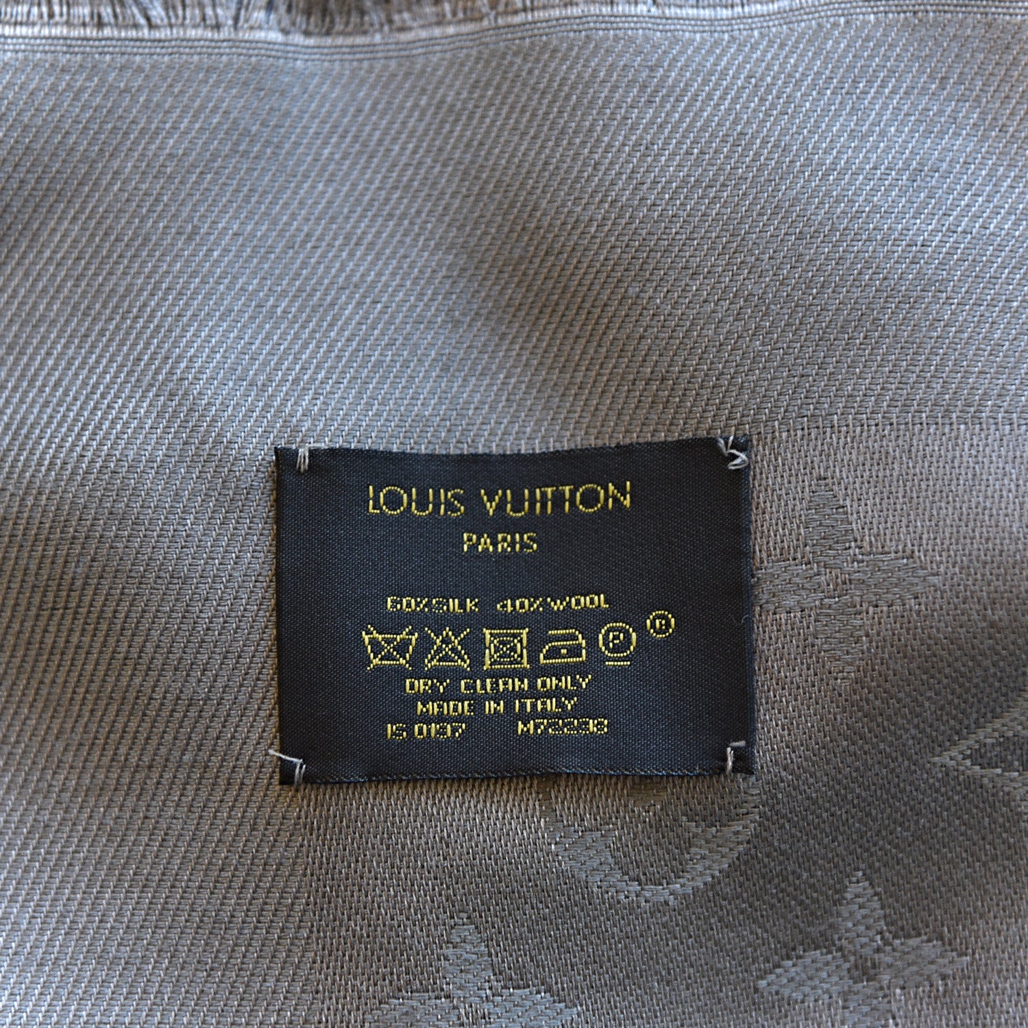 Louis Vuitton Silk Wool Monogram Shawl Beige 4 of 5