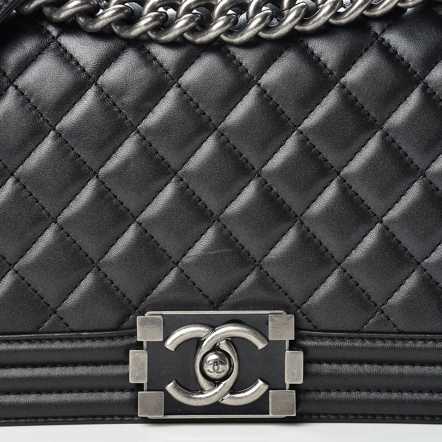 Chanel Metallic Calfskin Quilted Medium Boy Flap Black 5 of 15