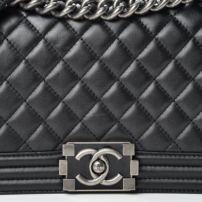 Chanel Metallic Calfskin Quilted Medium Boy Flap Black 5 of 15
