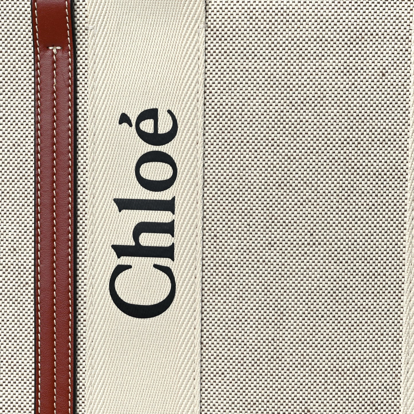 Cotton Calfskin Large Woody Ribbon Tote White Brown