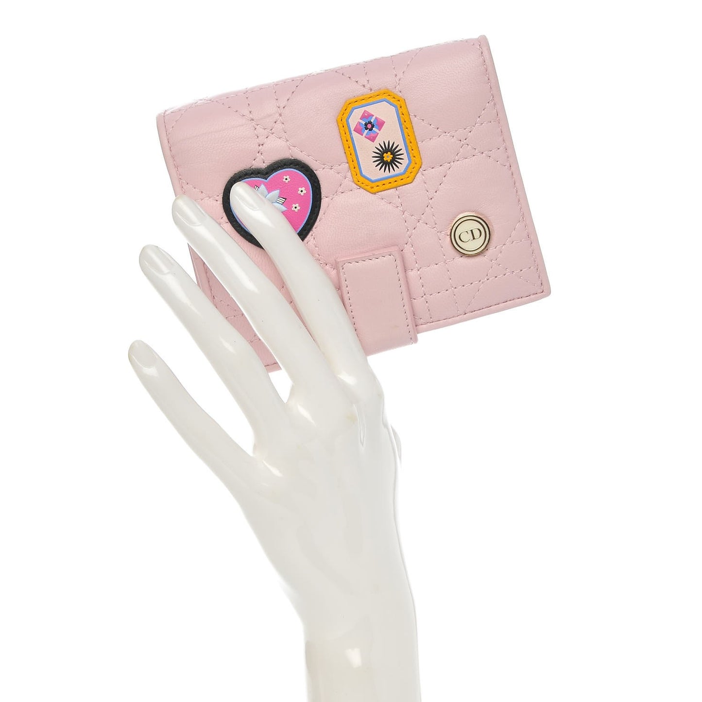 Lambskin Cannage Lucky Badge Eden Wallet Pink