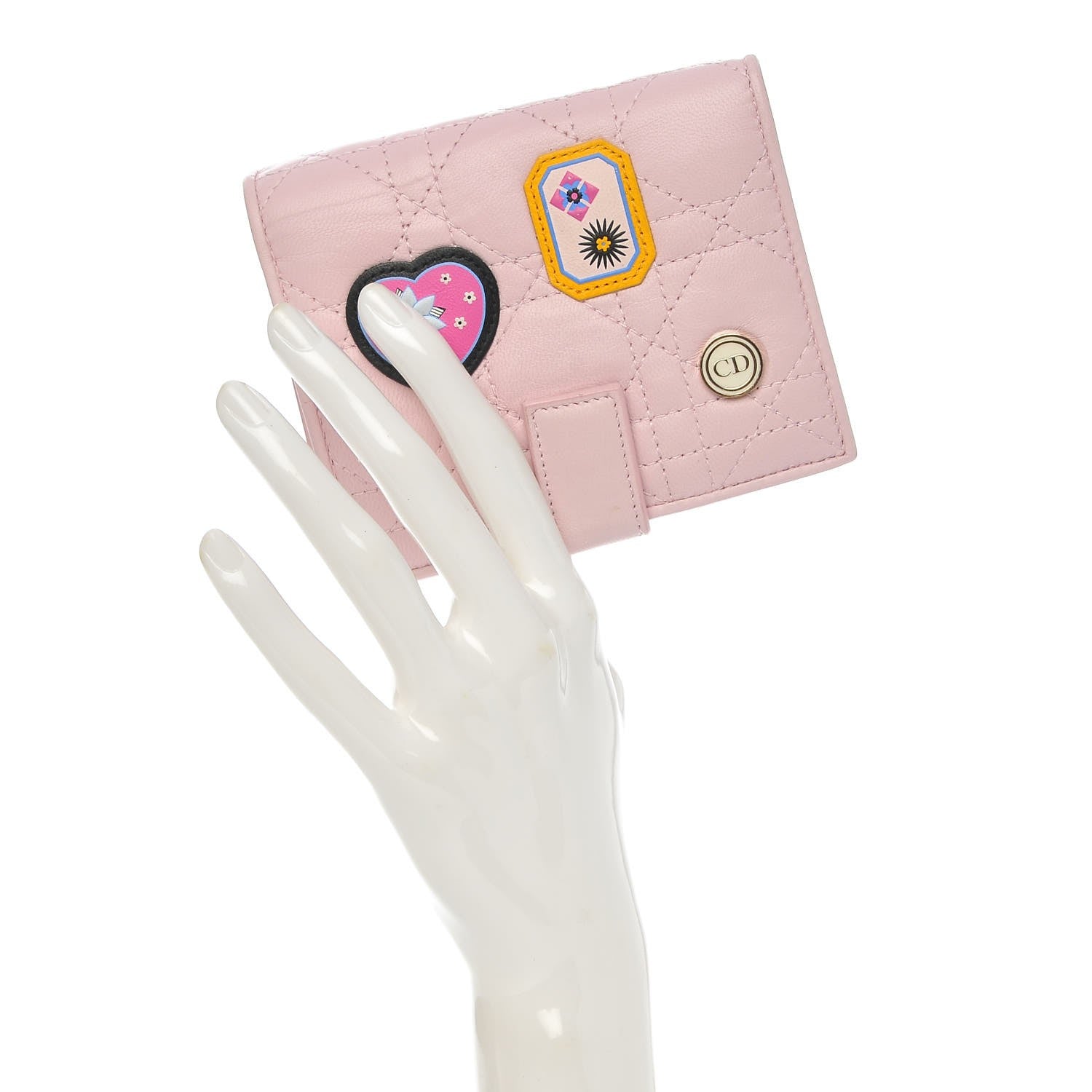 Christian Dior Lambskin Cannage Lucky Badge Eden Wallet Pink 2 of 8